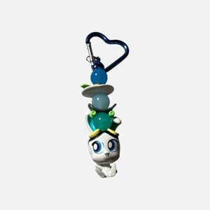 Playful Blue and White Keychain Accessory